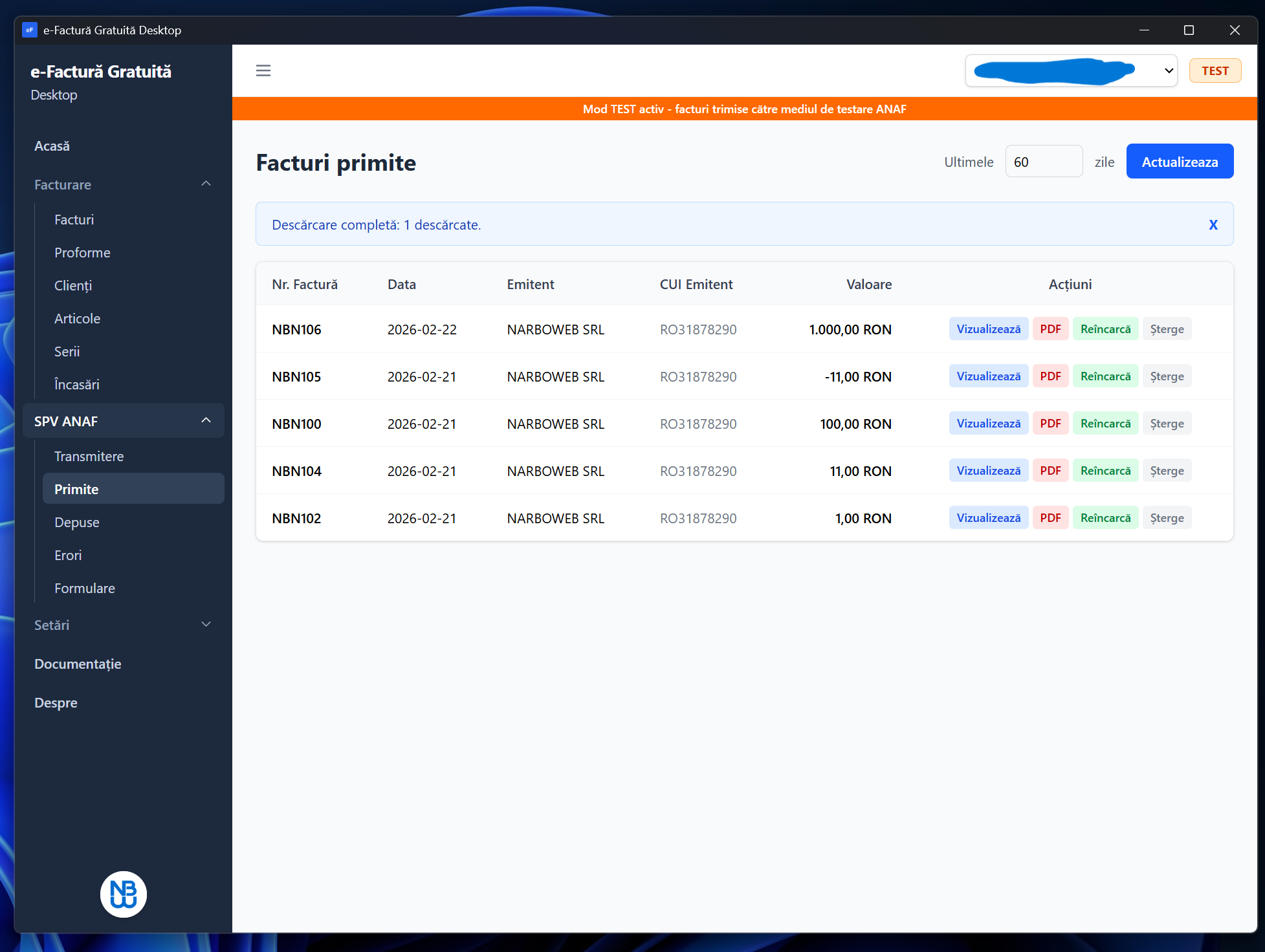 Facturi primite din SPV